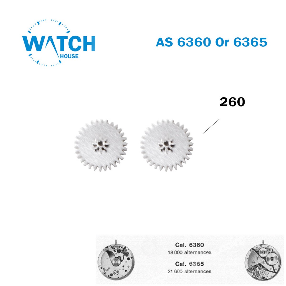 2 PCS Minute Wheel AS 6360 / 6365 (Part 260)  Premium Swiss Watch Repair Component