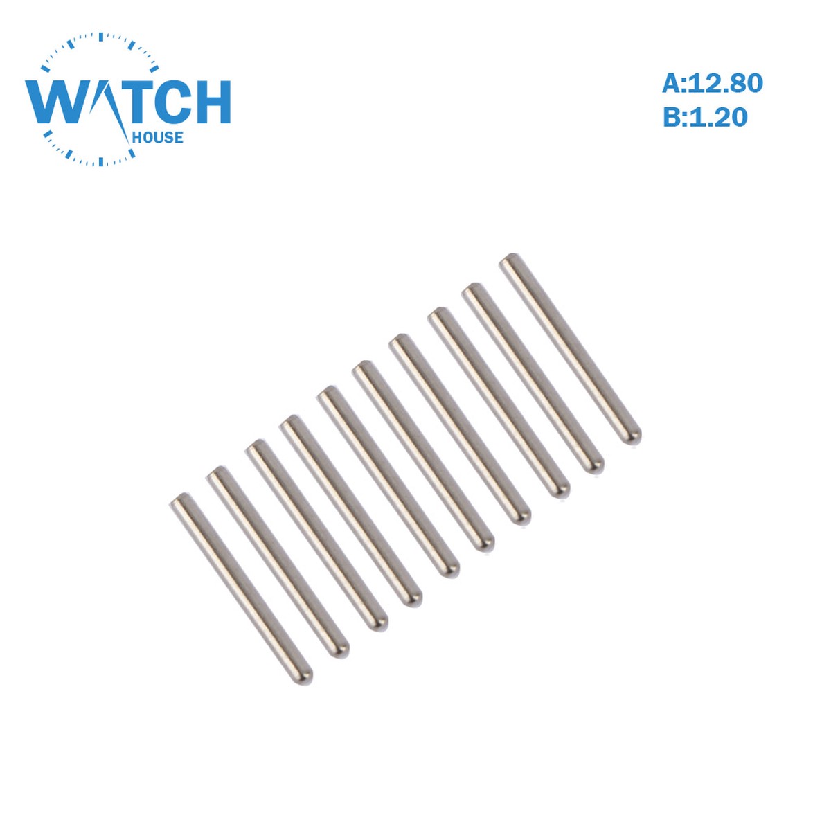 10 Pcs Of Swiss Pin For Metal Band, size (A:12.80) (B:1.20).