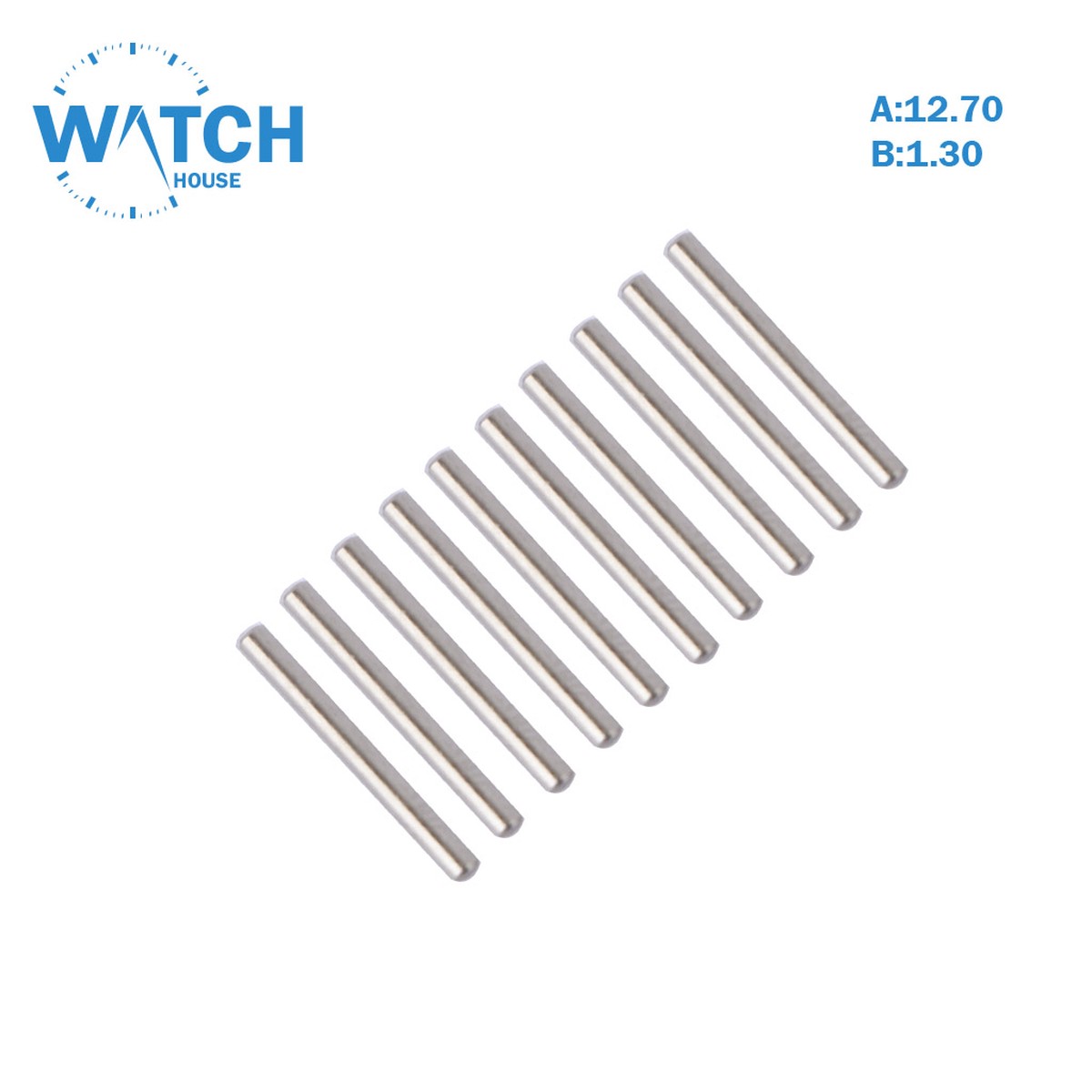 10 Pcs Of Swiss Pin For Metal Band, size (A:12.70) (B:1.30).