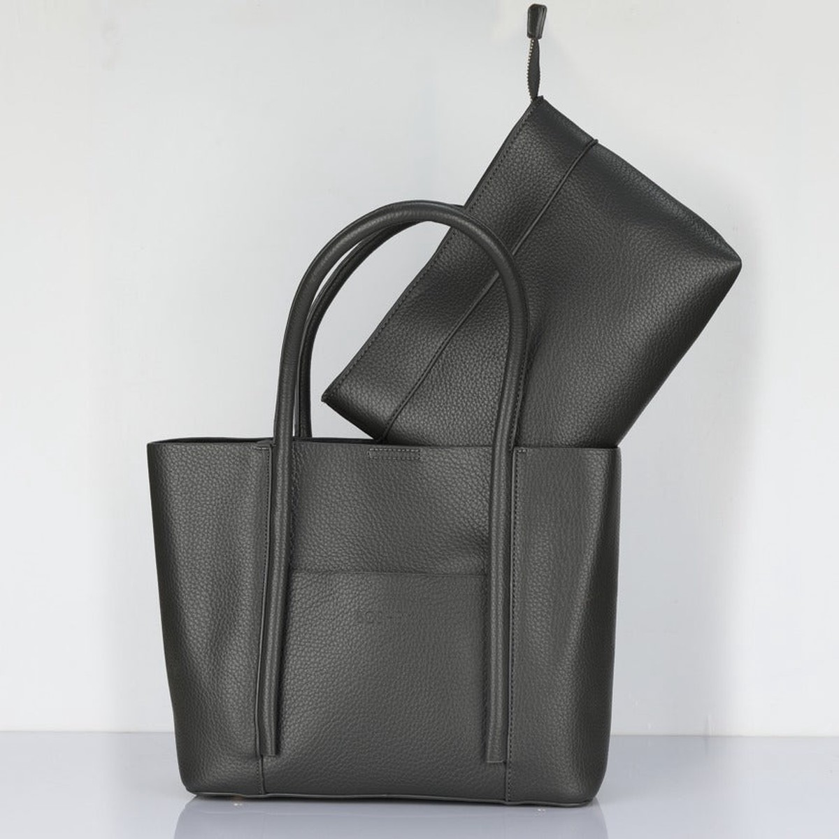 Black Handbag for Women with Matching Pouch  OMAX OMB-403 PU Leather Tote Bag