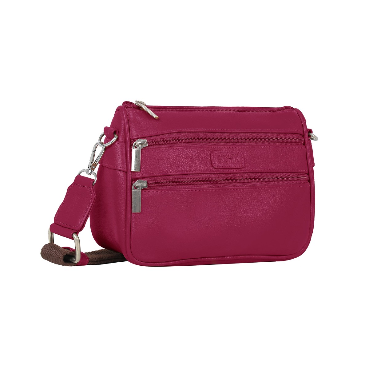Boshek Maroon Color Genuine Leather Mini Sling Cross Body Bag FL65