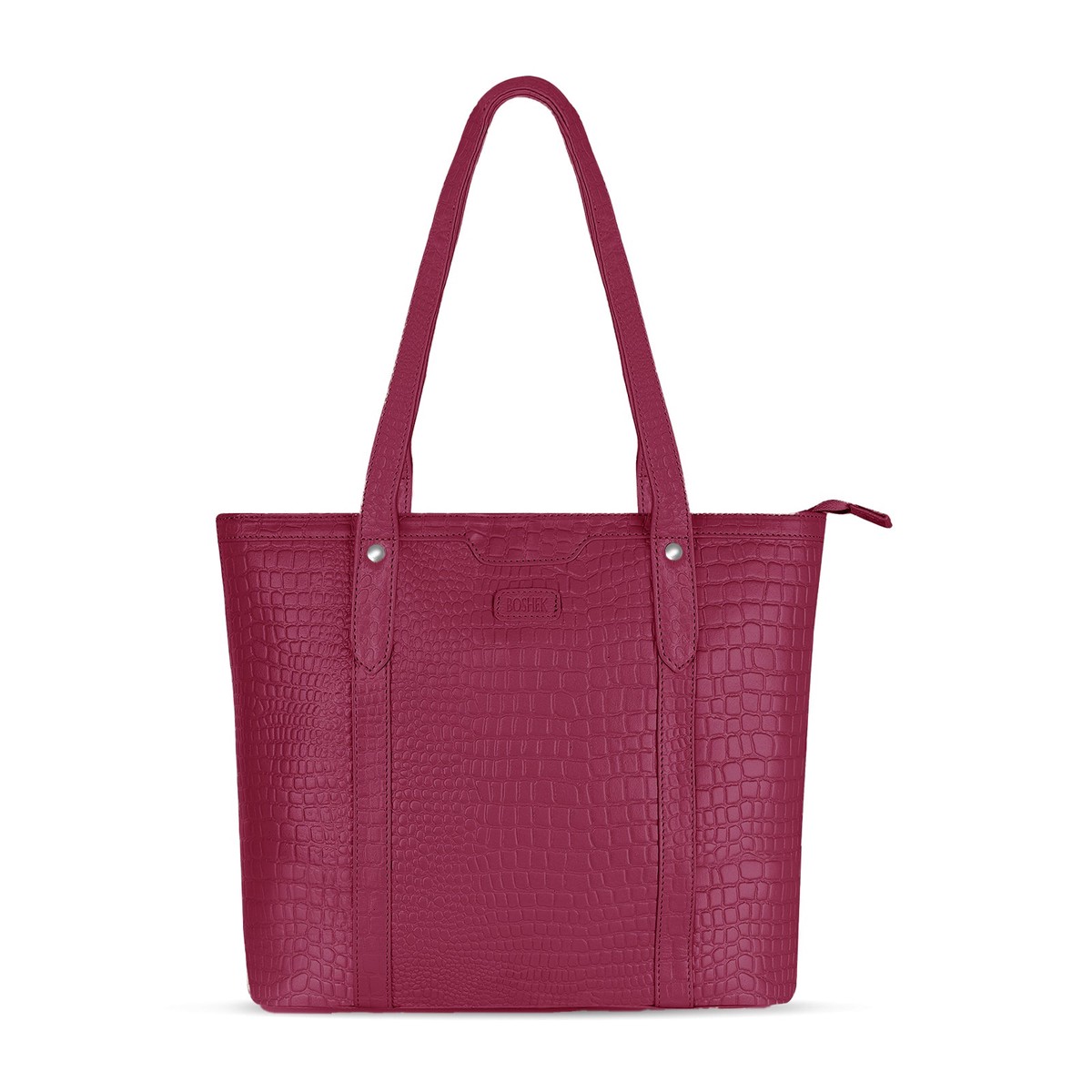 Boshek Maroon Stylish Maroon Real Leather Tote Shoulder Handbag for Women-FL32